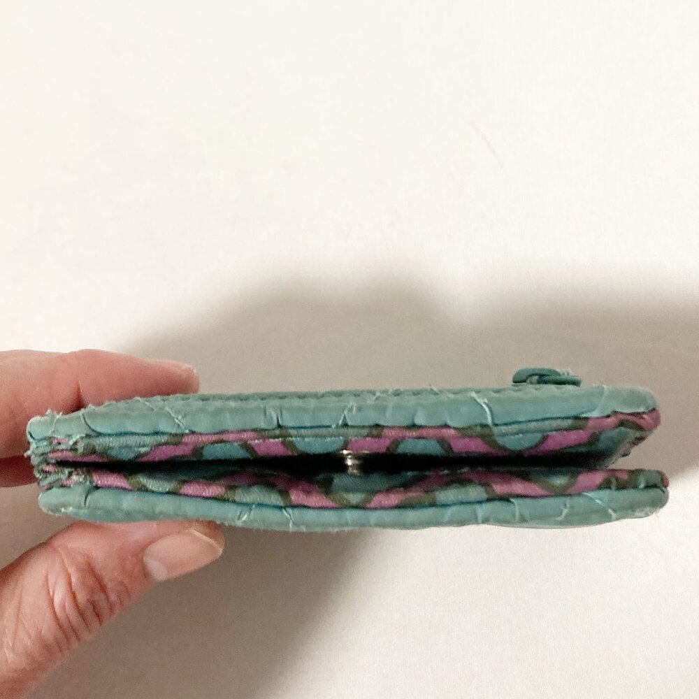 Vera Bradley Essential Slim Wallet Green Small Minimal Quilted - Picture 3 of 10